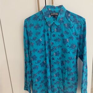 Vilebrequin Turquoise Fish Pattern Men's Shirt